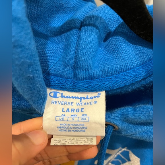 Champion Blue Reverse Weave Old English Script Hoodie - Picture 4 of 4